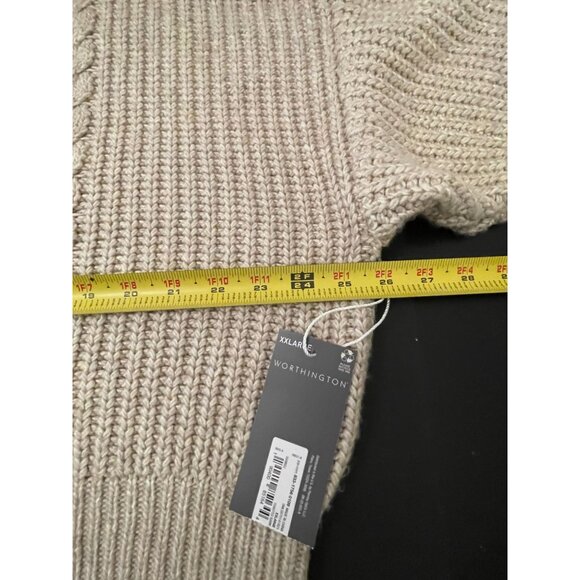 Worthington PLUS XXL Cable Knit Turtleneck Oversized Pullover Sweater Preppy NWT - Picture 7 of 9
